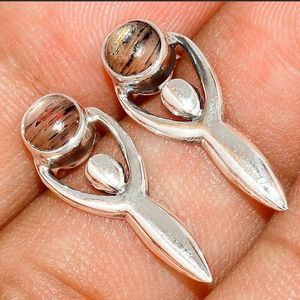 Goddess - Black Sunstone - Namibia 925 Sterling Silver Post Earring